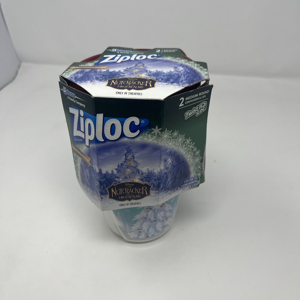 Ziploc Limited Edition Nutcracker Medium Round Twist Loc Containers 2 Count Set